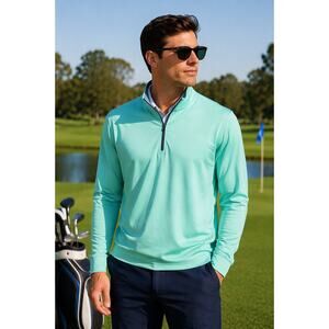 Polo Golf Ralph Lauren 1/4 Zip Pullover SZXL Aqua Blue Performance Athletic
